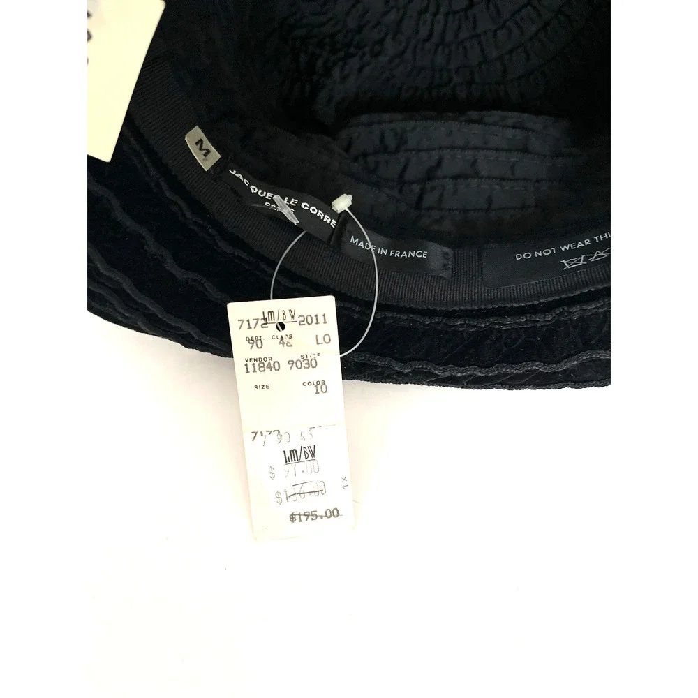 JACQUES LE CORRE PARIS BLACK VELVET HAT SIZE M, NEW WITH TAGS, MADE IN FRANCE
